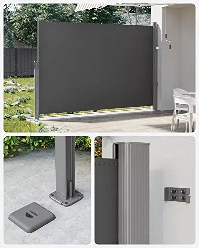 SONGMICS 200 x 400 cm (M x H), Oldalsó Napellenző erkélyre és teraszra, Magánélet védelem,