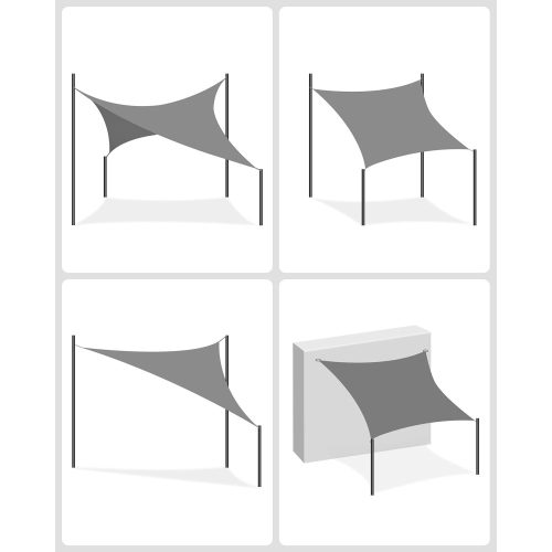 Napvitorla, 2x3m, 93% UV védelem, víz és időjárás álló, szürke