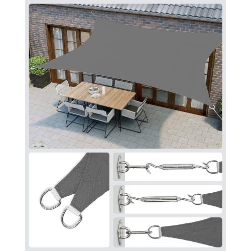 Napvitorla, 2x3m, 93% UV védelem, víz és időjárás álló, szürke