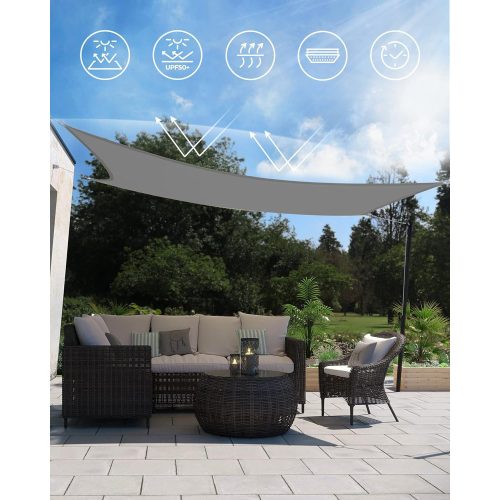 Napvitorla, 2x3m, 93% UV védelem, víz és időjárás álló, szürke