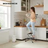 Fellépő létra, összecsukható, 2 fokos, csúszásmentes, 150 kg-ig, szürke, fekete