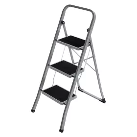   Összecsukható létra 3 lépcsőfokkal, 20 cm széles lépcsőfokok, szürke, fekete