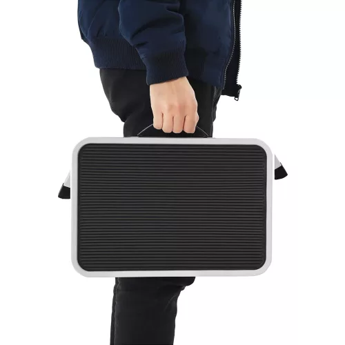 Fellépő zsámoly, összecsukható, acél, csúszásmentes, 150 kg-ig, fehér