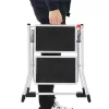 Összecsukható létra 2 lépcsőfokkal, 150 kg-ig terhelhető, fehér, fekete