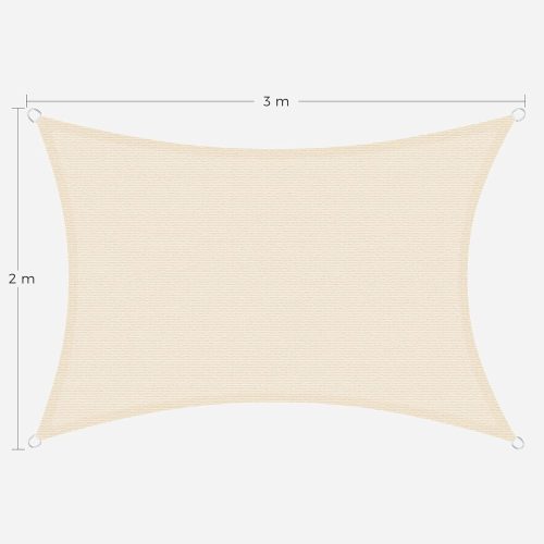 Napvitorla, 2x3m, UV védelem, légáteresztő anyag, időjárás álló, bézs