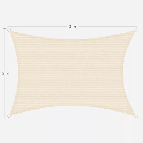 Napvitorla, 2x3m, UV védelem, légáteresztő anyag, időjárás álló, bézs