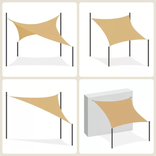 Napvitorla, 3x4m, UV védelem, légáteresztő anyag, időjárás álló, homokszínű