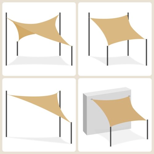 Napvitorla, 3x5m, UV védelem, légáteresztő anyag, időjárás álló, homokszínű