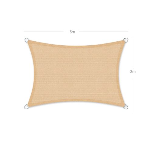 Napvitorla, 3x5m, UV védelem, légáteresztő anyag, időjárás álló, homokszínű
