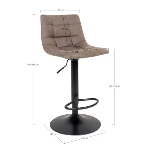 2 db Middelfart bárszék, mikroszálas, világosbarna, 75 cm ülésmagasság