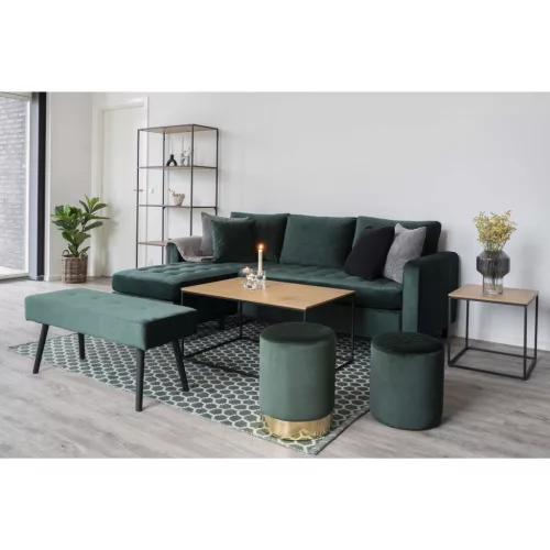 Vita lerakóasztal, tölgyhatású, fekete kerettel, 45 x 45 x 45 cm