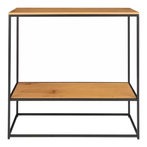 Konzolasztal 2 polccal, tölgyhatású, 80x36x80cm