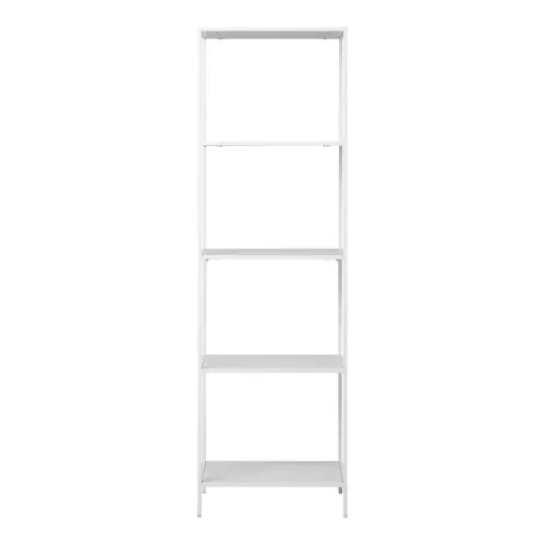 Könyvespolc, 5 szintes, fehér keret, 36 x 51 x 170 cm
