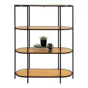   Könyvespolc, ovális polc, tölgy hatású fekete kerettel 85x36x111cm