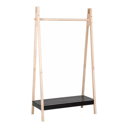 Torino ruhatartó állvány, MDF,natúr/fekete 94,5x39x170cm