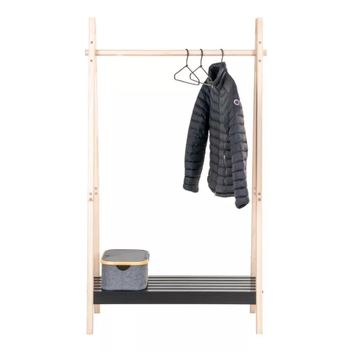Torino ruhatartó állvány, MDF,natúr/fekete 94,5x39x170cm