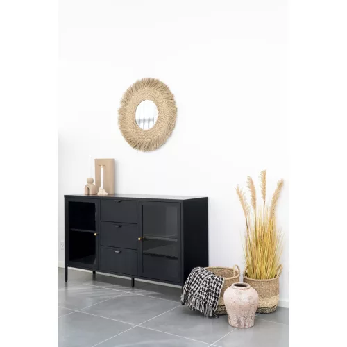 Side pléd, kockás mintázat, 130x180 cm, Fekete/Beige