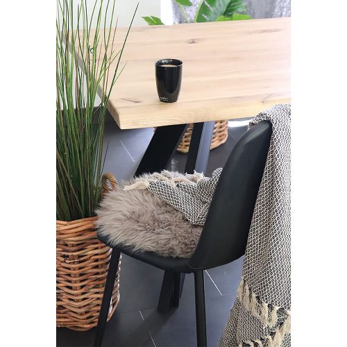 Lambskin báránybőr ülőpárna, Barna, Ø35 cm