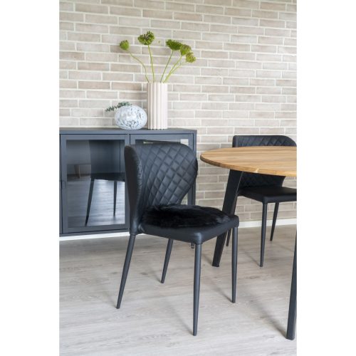 Báránybőr, műbőr, ülőpárna Ø35 cm, Fekete Színű