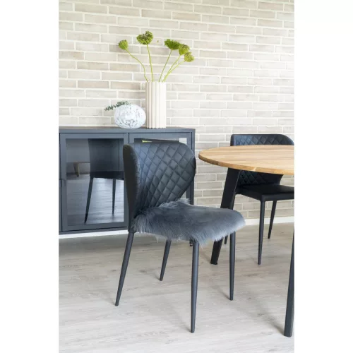 Báránybőr ülőpárna, műbőr, 40x40 cm, Szürke