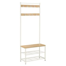 VASAGLE Ruhafogas, Kabátállvány cipőtároló paddal, Előszobafal cipőtartóval, 3 az