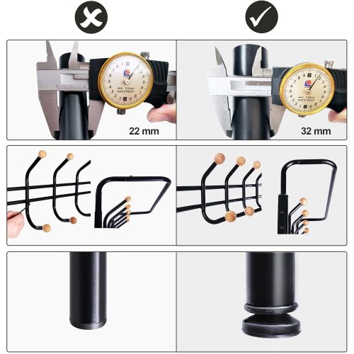 SONGMICS Kabátállvány 3 cipőtartóval és 18 akasszal, csőátmérő 32 mm, fém, fekete, 68,8 x