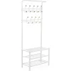 SONGMICS 187 cm magas fém fogas, előszoba szervező, kabátállvány 3 polccal, krémszínű
