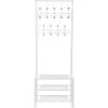 SONGMICS 187 cm magas fém fogas, előszoba szervező, kabátállvány 3 polccal, krémszínű