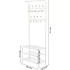 SONGMICS 187 cm magas fém fogas, előszoba szervező, kabátállvány 3 polccal, krémszínű