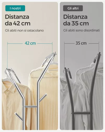 SONGMICS Ruhásszekrény, Ruhaszárító, Dupla Ruhaakasztó, Erős Fémváz, Kerekekkel és