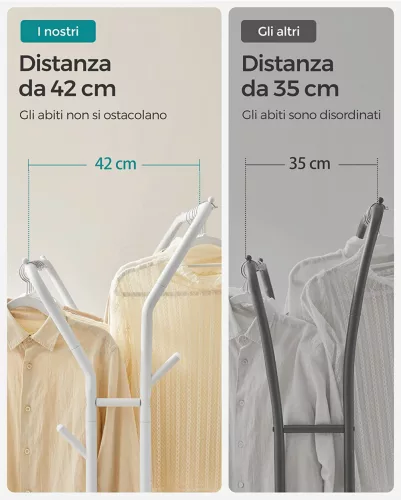 SONGMICS Ruhásszekrény, Ruhaszárító, Dupla Ruhaakasztó, Erős Fémváz, Kerekekkel és