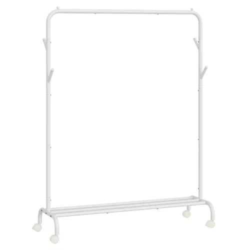 Gurulós ruhaállvány, 110lb teherbírású, fehér 103x41x160cm