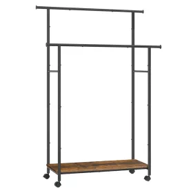 Ruhatartó polccal, 2 rúddal, vintage barna