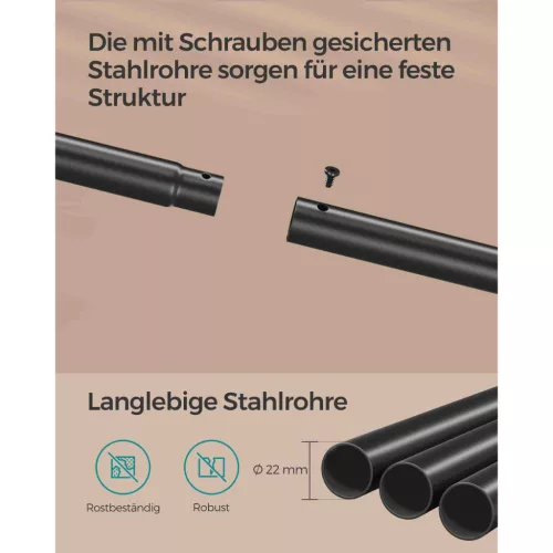 Ruhatartó polccal, 2 rúddal, vintage barna