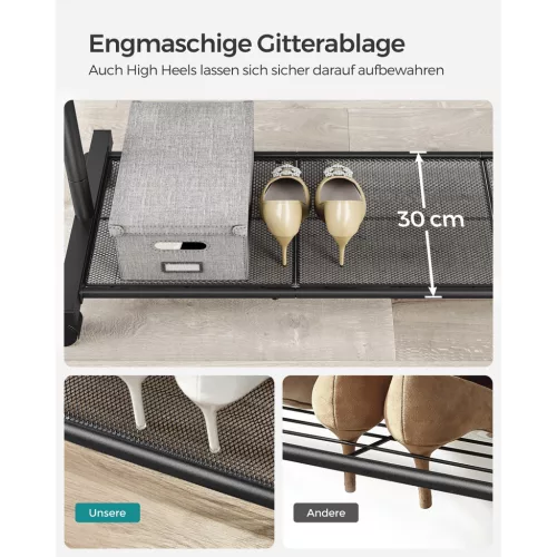 SONGMICS Ruhatartó Kerekeken, Egysínes Fém Ruhatartó, Tárolópolccal, Felső Síne 40