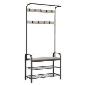 VASAGLE HSR400B02 Kabáttartó, Cipőtartó Ülőkével, Ruhatartó 9 Levehető