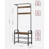 VASAGLE Kabátakasztó, Kabátállvány cipőtároló padlóval, 4 az 1-ben design, 9 kivehető