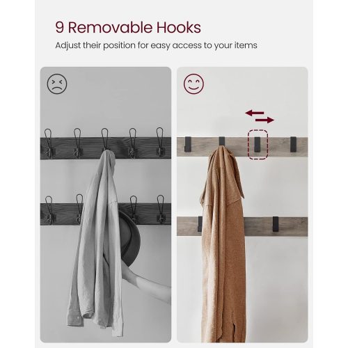 VASAGLE Kabátakasztó, Kabátállvány cipőtároló padlóval, 4 az 1-ben design, 9 kivehető