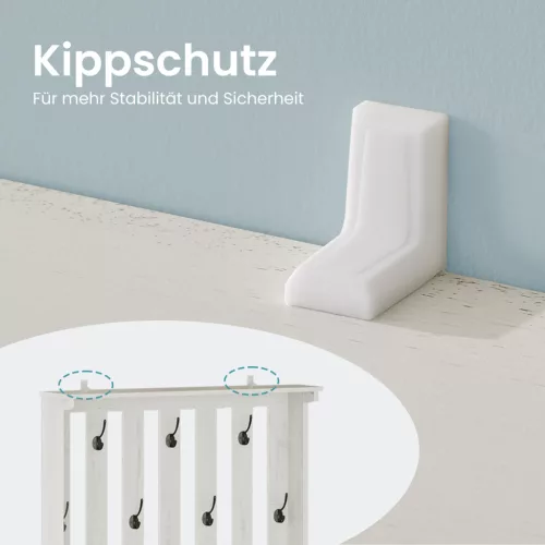 Előszoba fogas paddal, cipőtartóval, akasztókkal, rusztikus fehér