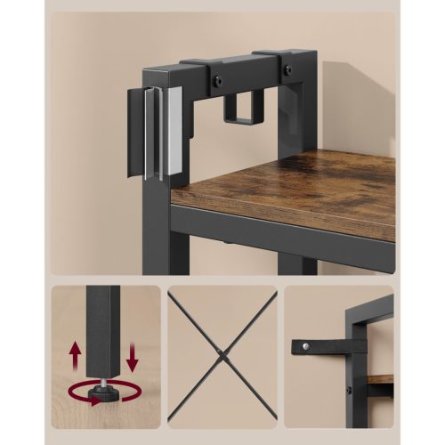 Előszoba fogas paddal, cipőtartóval, akasztókkal, vintage barna 140x120x190cm