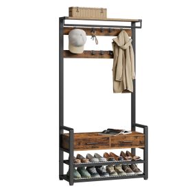 VASAGLE előszobafal paddal és cipőtárolóval, előszobai kabáttartó cipőpaddal, 2