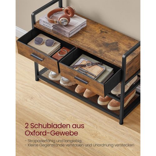 VASAGLE előszobafal paddal és cipőtárolóval, előszobai kabáttartó cipőpaddal, 2