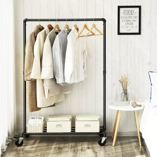 SONGMICS Nehéz Teherbírású Fém Ruhaszárító Kocsi, 90 kg Terhelhetőség, Ipari Design,