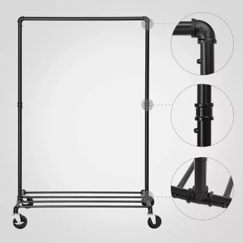 SONGMICS Nehéz Teherbírású Fém Ruhaszárító Kocsi, 90 kg Terhelhetőség, Ipari Design,