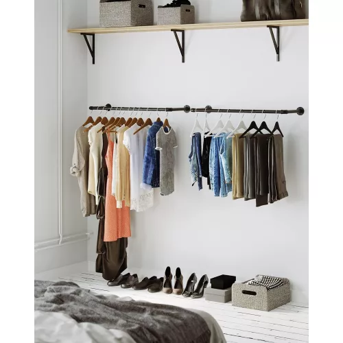 SONGMICS Falra szerelhető ruhafogasok, 2 darabos készlet, ipari csőből készült ruhafogasok