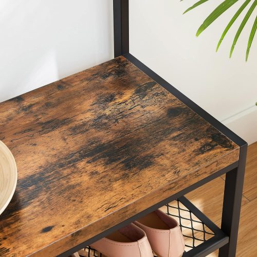 VASAGLE Nagy méretű fogasállvány, fogasfa 12 akasszal és cipőtartóval ipari stílusban,