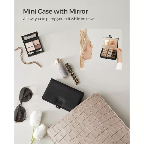 SONGMICS Ékszerdoboz Ékszerdoboz 2 fiókkal Tükörrel JBC121B