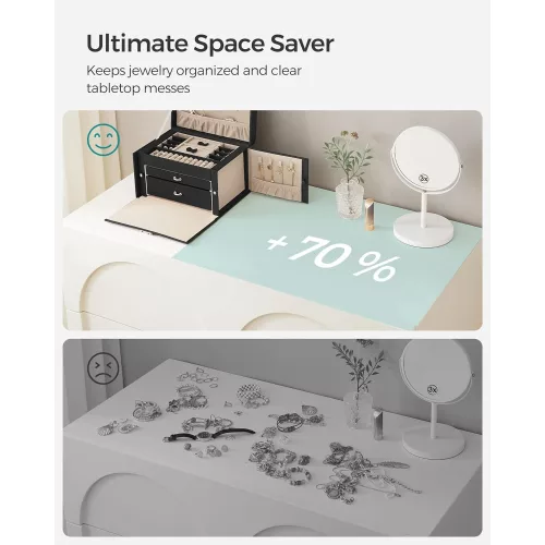 SONGMICS Ékszerdoboz Ékszerdoboz 2 fiókkal Tükörrel JBC121B