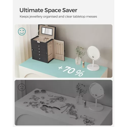 SONGMICS Ékszerdoboz 6 szinttel, Ékszeres tok 5 fiókkal, Nagy tárolókapacitás, Tükörrel,