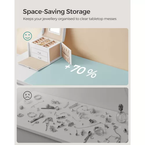 SONGMICS Ékszerdoboz, Ékszerrendező 4 szinttel, Zárható Ékszertároló Tálca, Bársony
